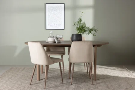 Andy & Night Ovala Matbord 180 x 90 Nature + Matstolar Beige