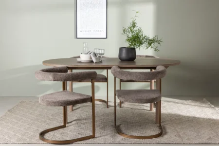 Andy & Morning Ovala Matbord 180 x 90 Nature + Matstolar Brown