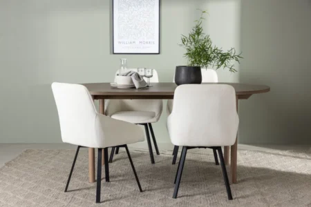 Rosie & Andy Matstolar Beige + Ovala Matbord 180 x 90 Nature