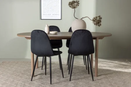 Polar & Andy Matstolar Black + Ovala Matbord 180 x 90 Nature