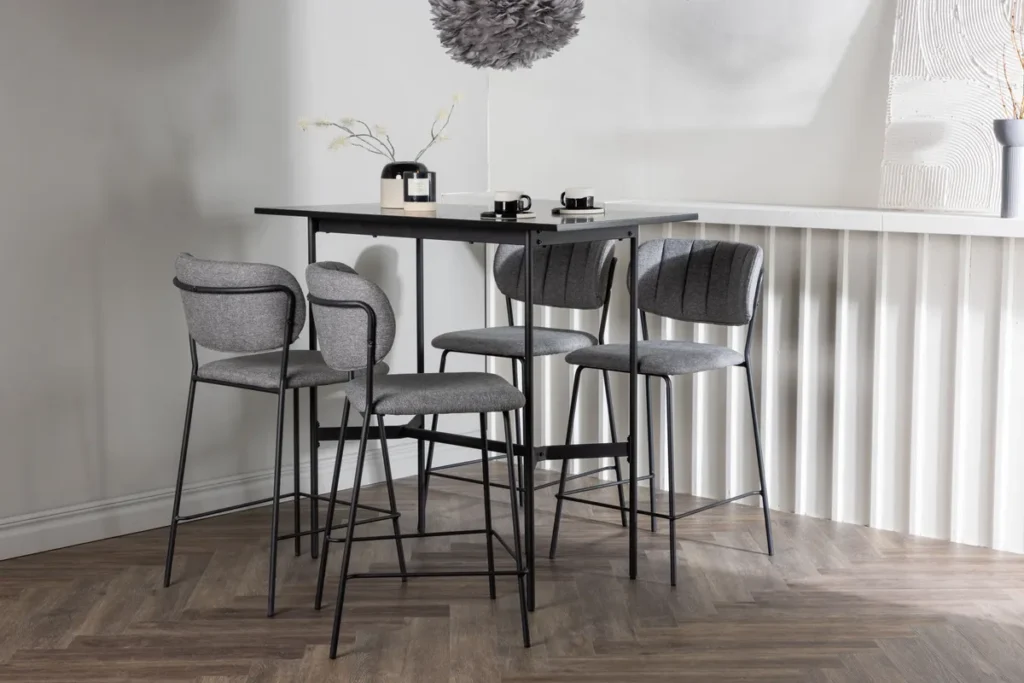 Rax & Bell Barbord 120 x 60 Black + Barstolar Grå