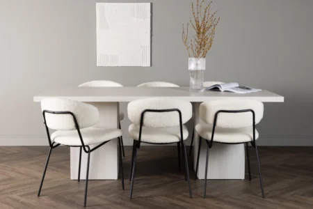 Chico & Olga Matstolar White + Rektangulära Matbord 200 x 90 White