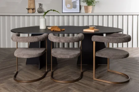 Bootcut & Morning Ovala Matbord 230 x 115 Black + Matstolar Brown