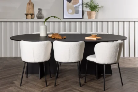 Bootcut & Edina Ovala Matbord 230 x 115 Black + Matstolar White