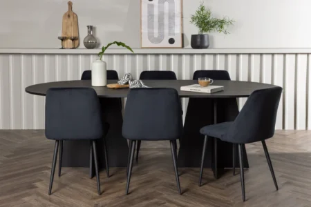 Bootcut & Night Ovala Matbord 230 x 115 Black + Matstolar Black