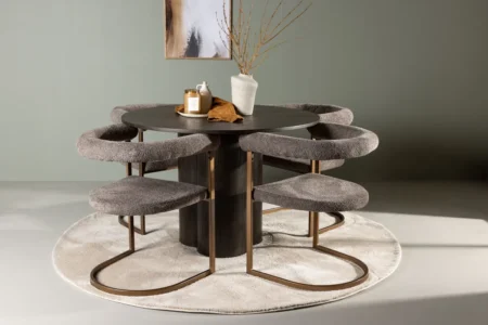 Olivia & Morning Runda Matbord ⌀110 Mocca + Matstolar Brown