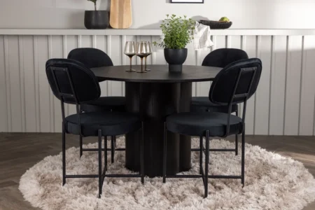 Olivia & Stella Runda Matbord ⌀110 Black + Matstolar Black