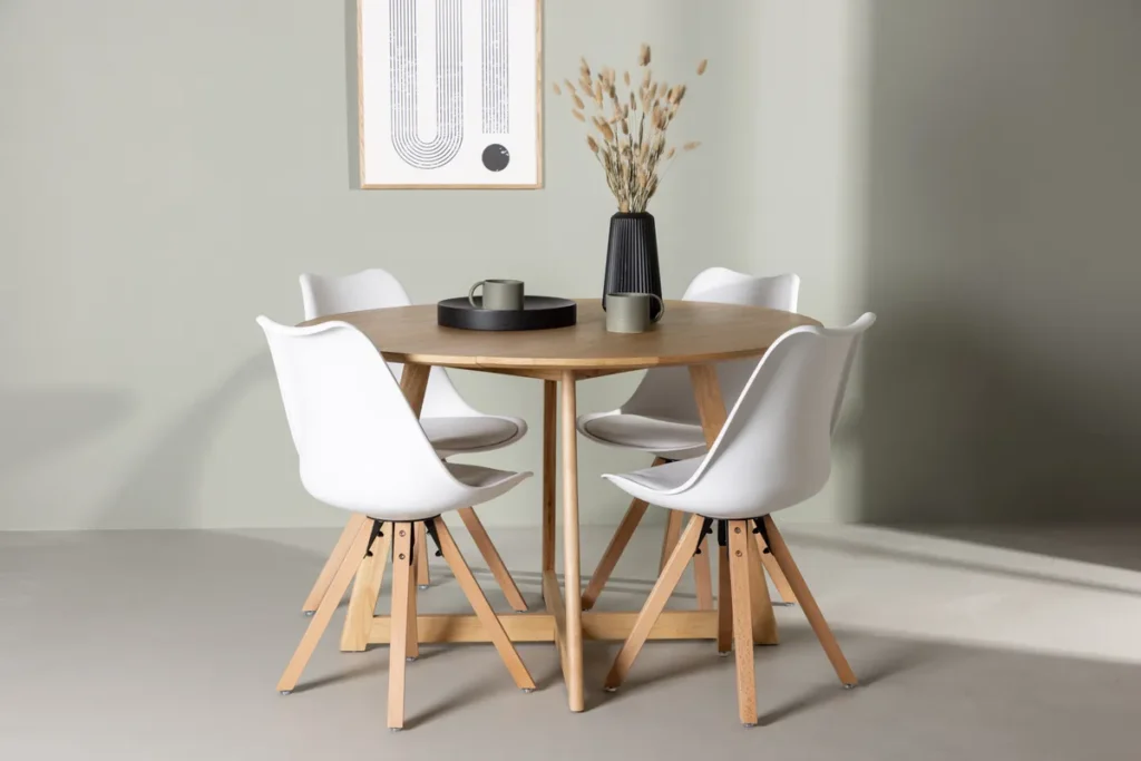 Yakidon & Zeno Runda Matbord ⌀120 Brown + Matstolar White