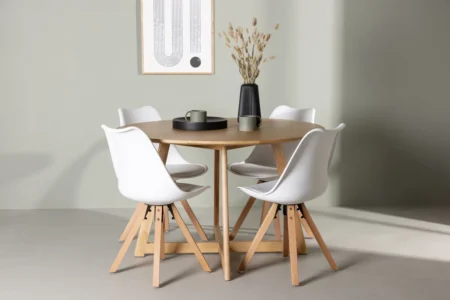 Yakidon & Zeno Runda Matbord ⌀120 Brown + Matstolar White