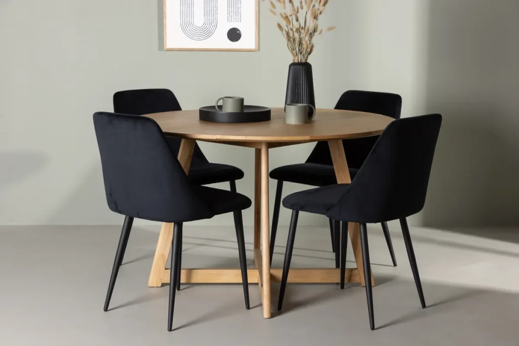Yakidon & Night Runda Matbord ⌀120 Brown + Matstolar Black