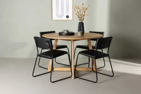 Kenth & Yakidon Matstolar Black + Runda Matbord ⌀120 Brown