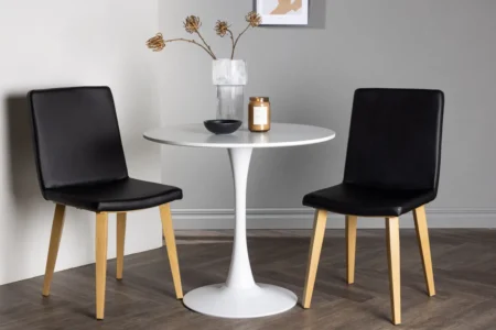 Hamden & Today Runda Matbord ⌀80 White + Matstolar Black