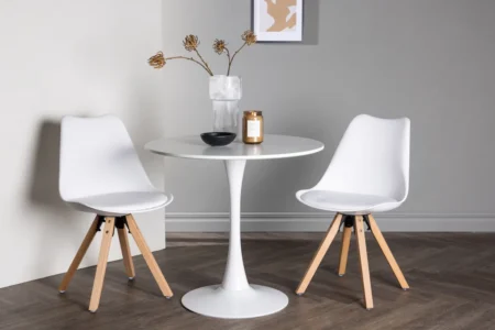 Hamden & Zeno Runda Matbord ⌀80 White + Matstolar White