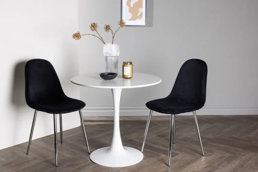 Hamden & Polar Runda Matbord ⌀80 White + Matstolar Black