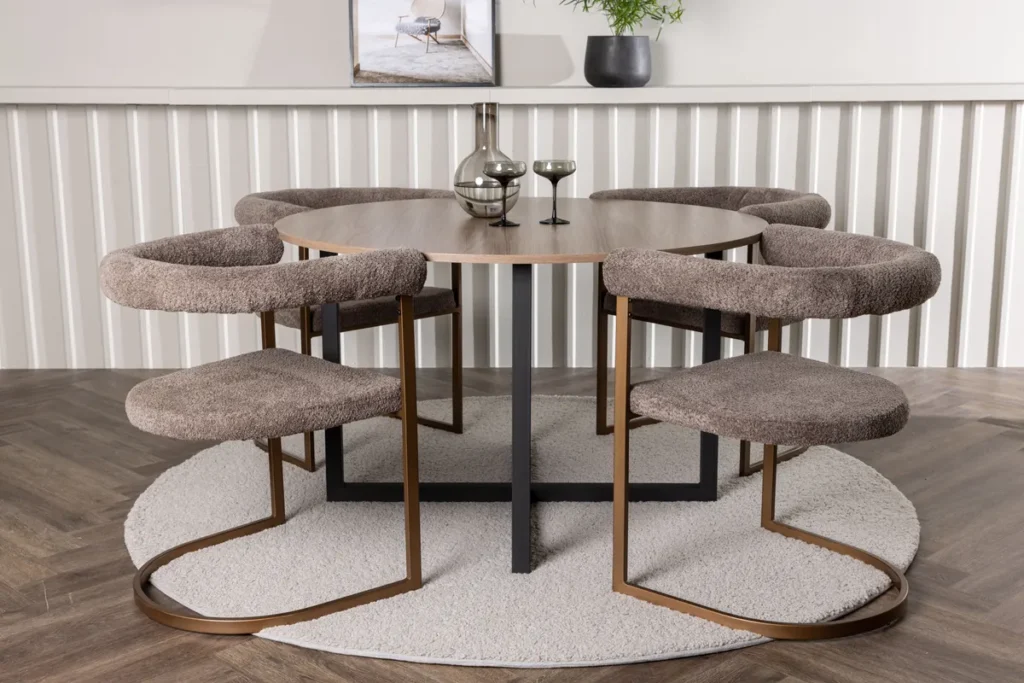 Durango & Morning Runda Matbord ⌀120 Walnut + Matstolar Brown