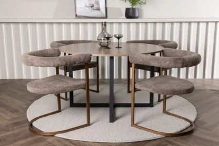 Durango & Morning Runda Matbord ⌀120 Walnut + Matstolar Brown
