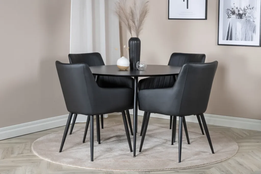 Silar & Comfort Matbord ⌀100 ø100 + Matstolar Svart