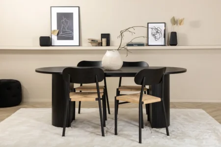Bianca & Polly Ovala Matbord 200 x 90 Black + Matstolar Black
