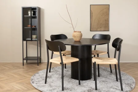 Bianca & Polly Runda Matbord ⌀110 Black + Matstolar Black