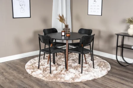 Plaza & Polly Runda Matbord ⌀100 Black + Matstolar Black