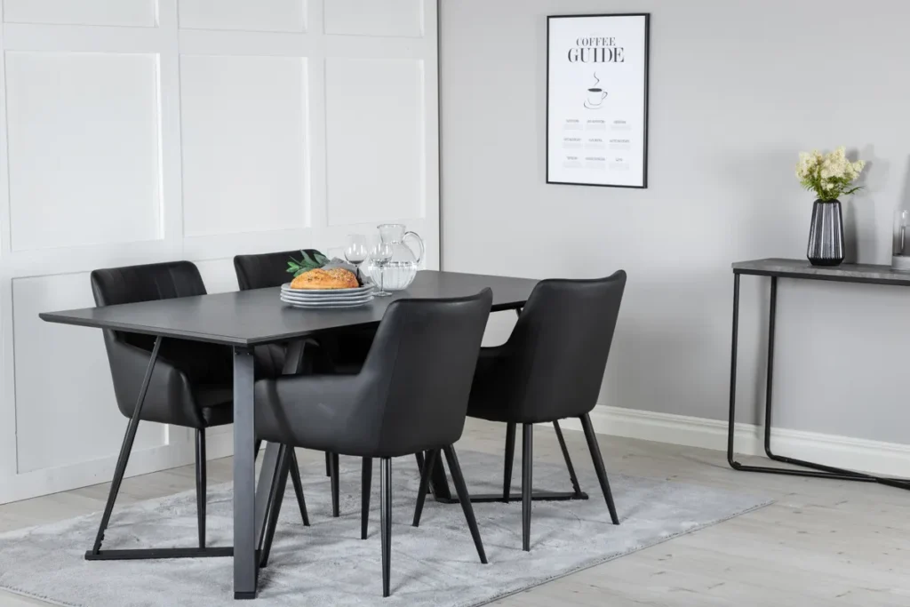 Marina & Comfort Rektangulära Matbord 180 x 90 Black + Matstolar Black