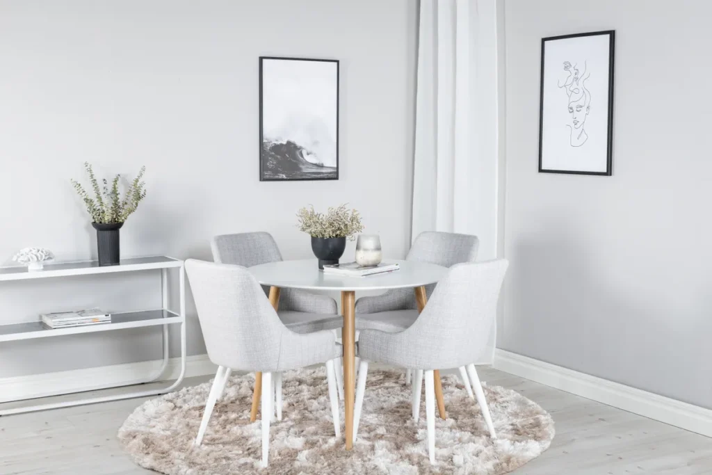 Plaza Matstolar Grå + Runda Matbord ⌀100 White