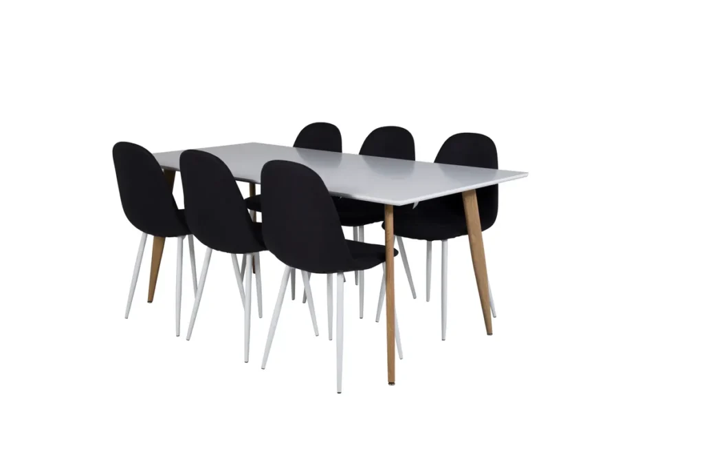 Polar Matstolar Black + Rektangulära Matbord 180 x 90 White