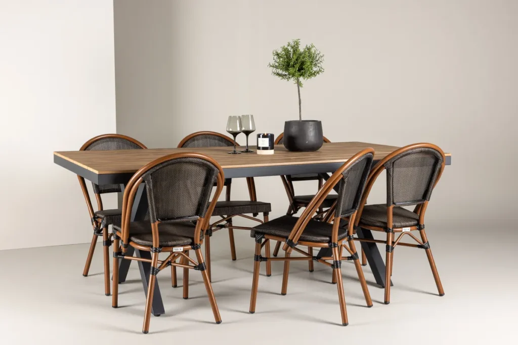 Garcia & Guarda Rektangulära Matbord 100 x 200 Svart + Caféstolar Svart