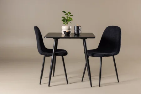 Polar Matstolar Black + Rektangulära Matbord 75 x 75 Black