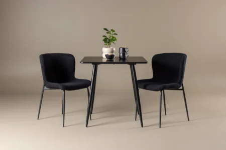 Polar & Modesto Rektangulära Matbord 75 x 75 Black + Matstolar Black
