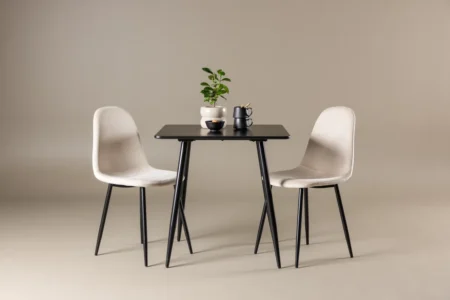 Polar Matstolar Beige + Rektangulära Matbord 75 x 75 Black