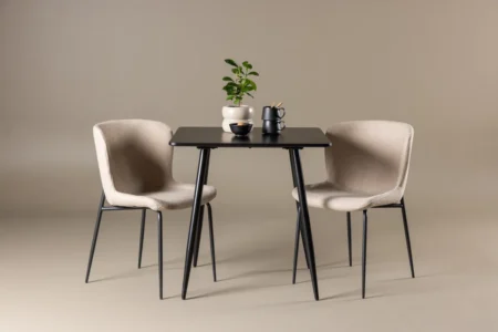 Modesto & Polar Matstolar Beige + Rektangulära Matbord 75 x 75 Black