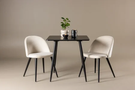 Velvet & Polar Matstolar Beige + Rektangulära Matbord 75 x 75 Black