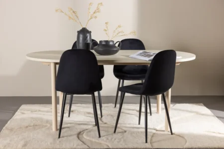 Polar & Andy Matstolar Black + Ovala Matbord 180 x 90 Whitewash
