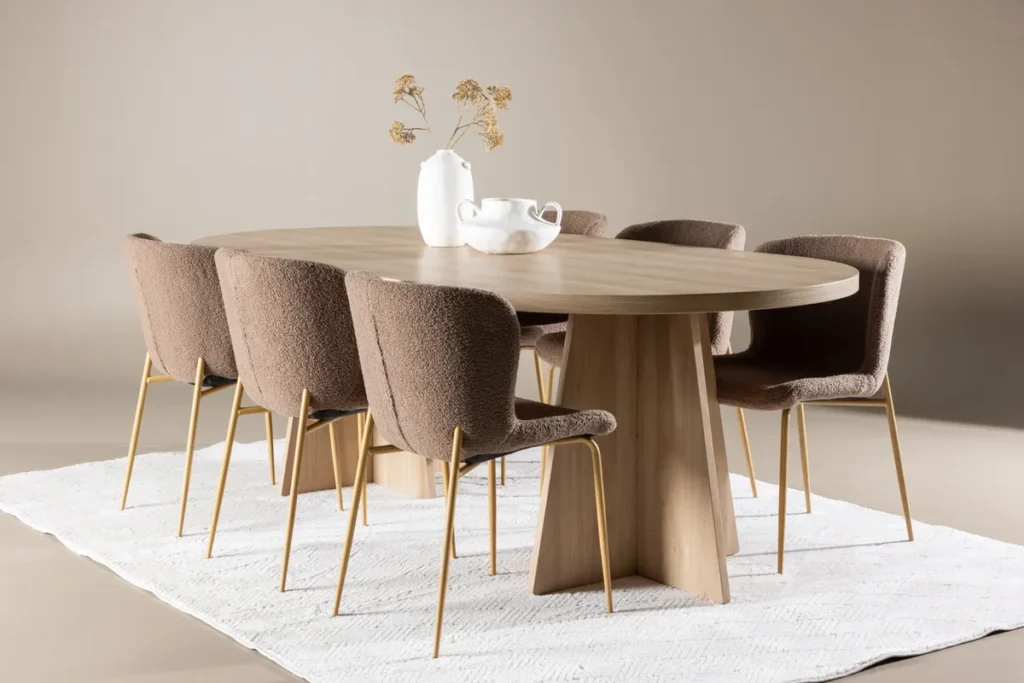 Bootcut & Modesto Ovala Matbord 230 x 115 Nature + Matstolar Brown