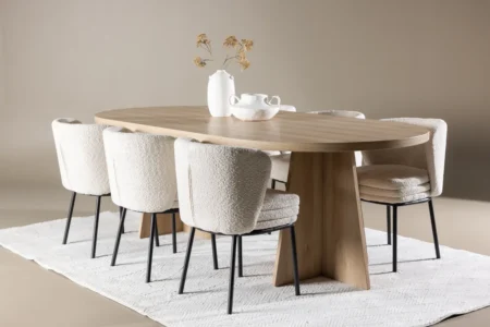 Bootcut & Agnes Ovala Matbord 230 x 115 Nature + Matstolar White