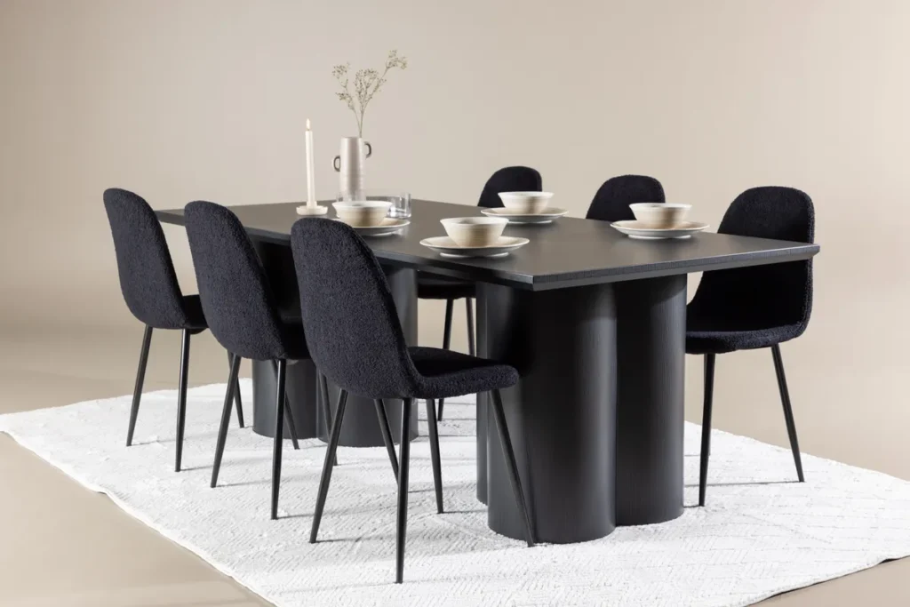 Polar & Olivia Matstolar Black + Rektangulära Matbord 210 x 100 Black