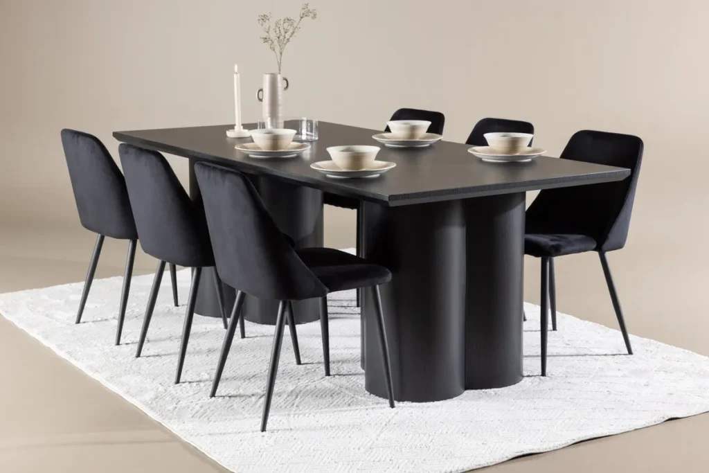 Night & Olivia Matstolar Black + Rektangulära Matbord 210 x 100 Black