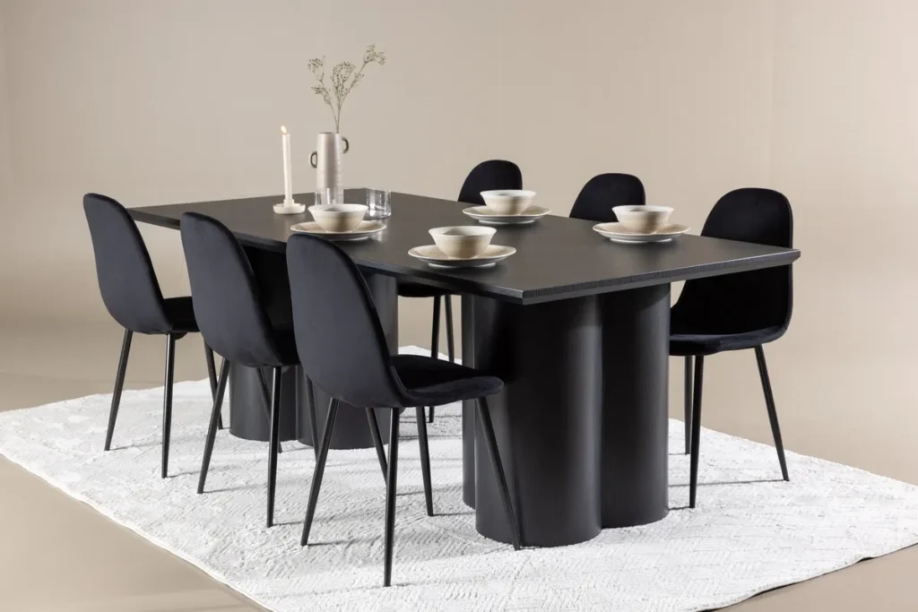 Polar & Olivia Matstolar Black + Rektangulära Matbord 210 x 100 Black