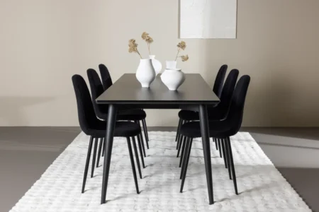 Polar & Ellis Matstolar Black + Rektangulära Matbord 230 x 85 Black