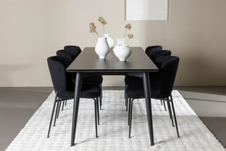 Modesto & Ellis Matstolar Black + Rektangulära Matbord 230 x 85 Black