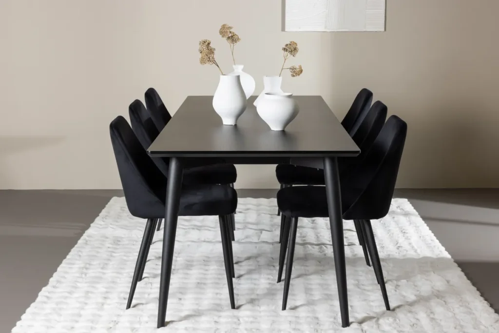 Night & Ellis Matstolar Black + Rektangulära Matbord 230 x 85 Black