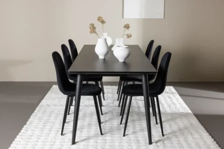 Polar & Ellis Matstolar Black + Rektangulära Matbord 230 x 85 Black