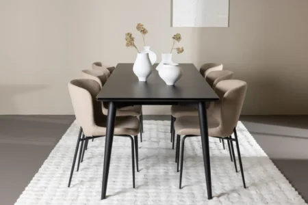 Modesto & Ellis Matstolar Beige + Rektangulära Matbord 230 x 85 Black