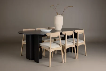Ven & Tyresö Matstolar Whitewash + Ovala Matbord 220 x 100 Black