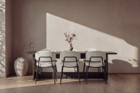Chico & Milly Matstolar White + Rektangulära Matbord 235 × 100 Black