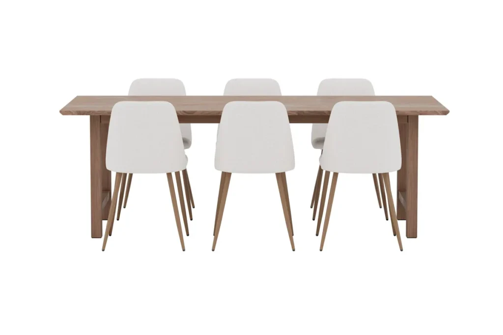 Night & Count Matstolar Beige + Rektangulära Matbord 220 x 100 Brown