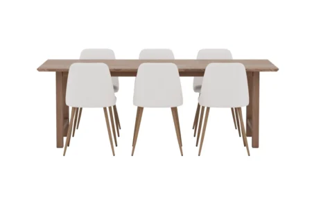Night & Count Matstolar Beige + Rektangulära Matbord 220 x 100 Brown