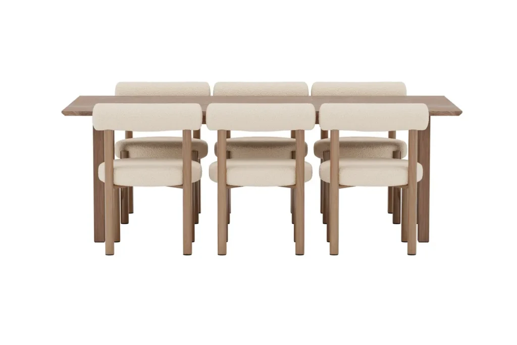 Count & Tillo Rektangulära Matbord 220 x 100 Brown + Matstolar White