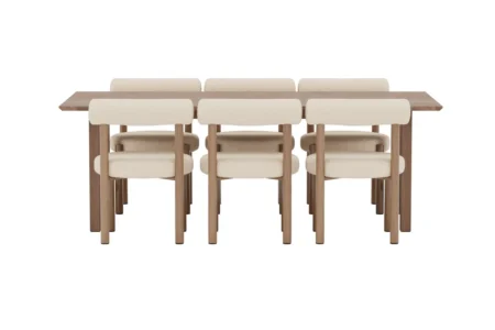 Count & Tillo Rektangulära Matbord 220 x 100 Brown + Matstolar White